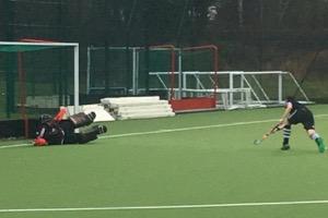 James Warbuton converts a penalty flick against Chester Mens 1s