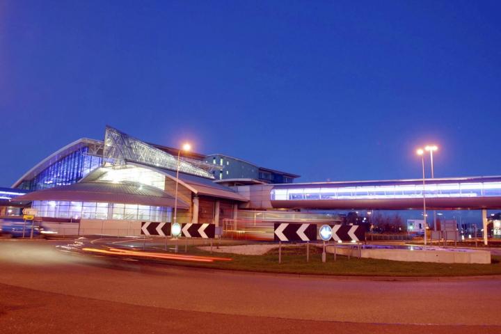 manchester airport exterior night