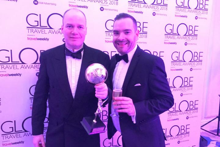 Patrick Alexander and Seb Thompson collect Best UK Airport award