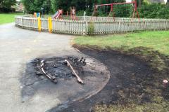 Youths set picnic table on fire