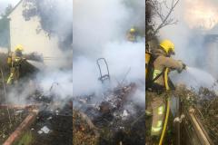 Out of control garden fire spreads to shed and outbuilding