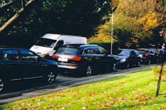 Parked vehicles block access for ambulance and bin lorry