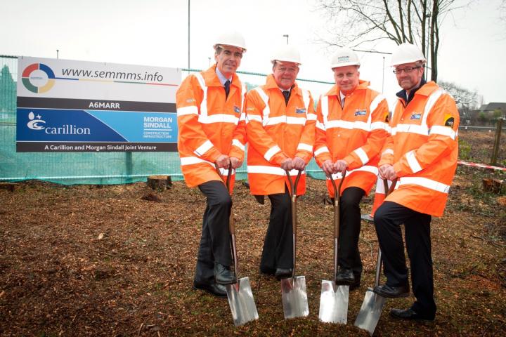 Turf Cutting - David Rutley MP, CEC Cllr David Brown, Neil Rogers of Carillion Morgan Sindall & Paul Davies of CEC