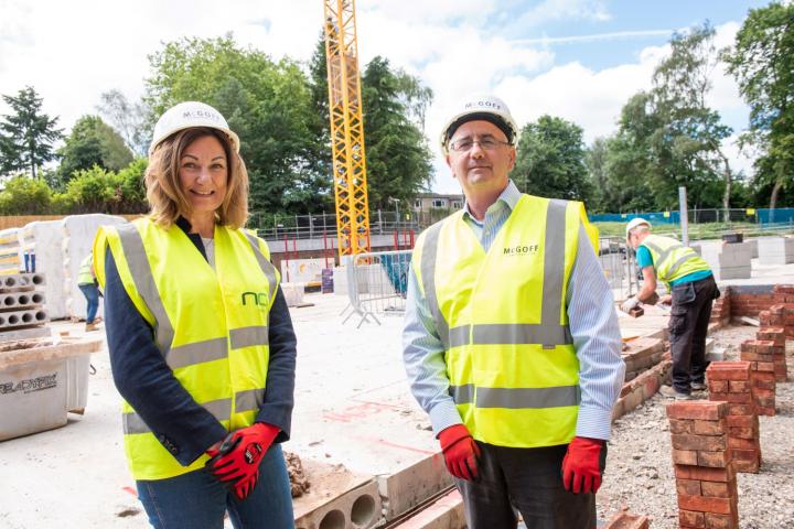 New Care's Dawn Collett (left) and McGoff Construction's senior site manager Eddie Murphy (right)