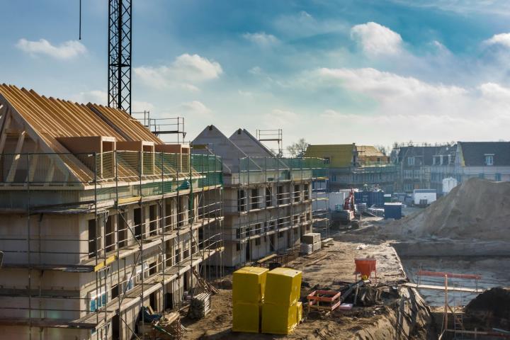 House building construction site (stock image)